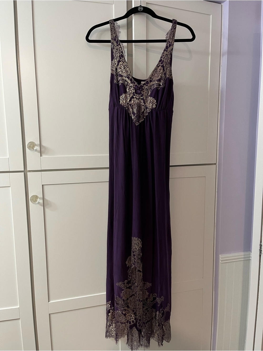 Soma Intimates Purple Maxi Nightgown with Gold Lace size S